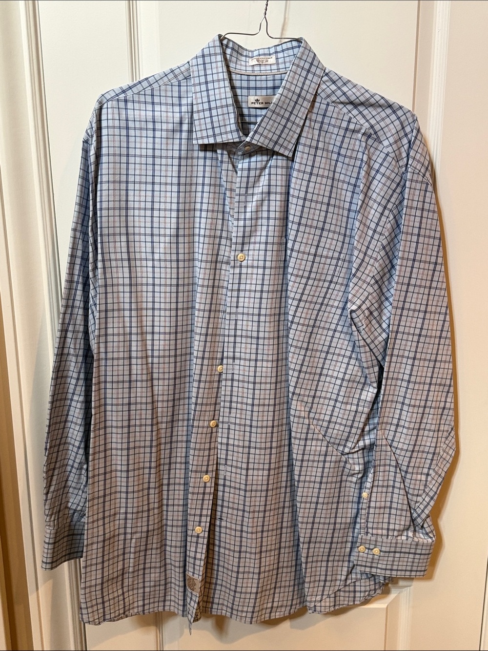 Peter Millar Light Blue & Navy Plaid Shirt